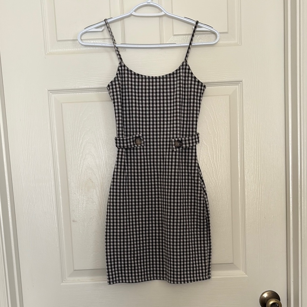 Stylish Black and White Checkered Dress